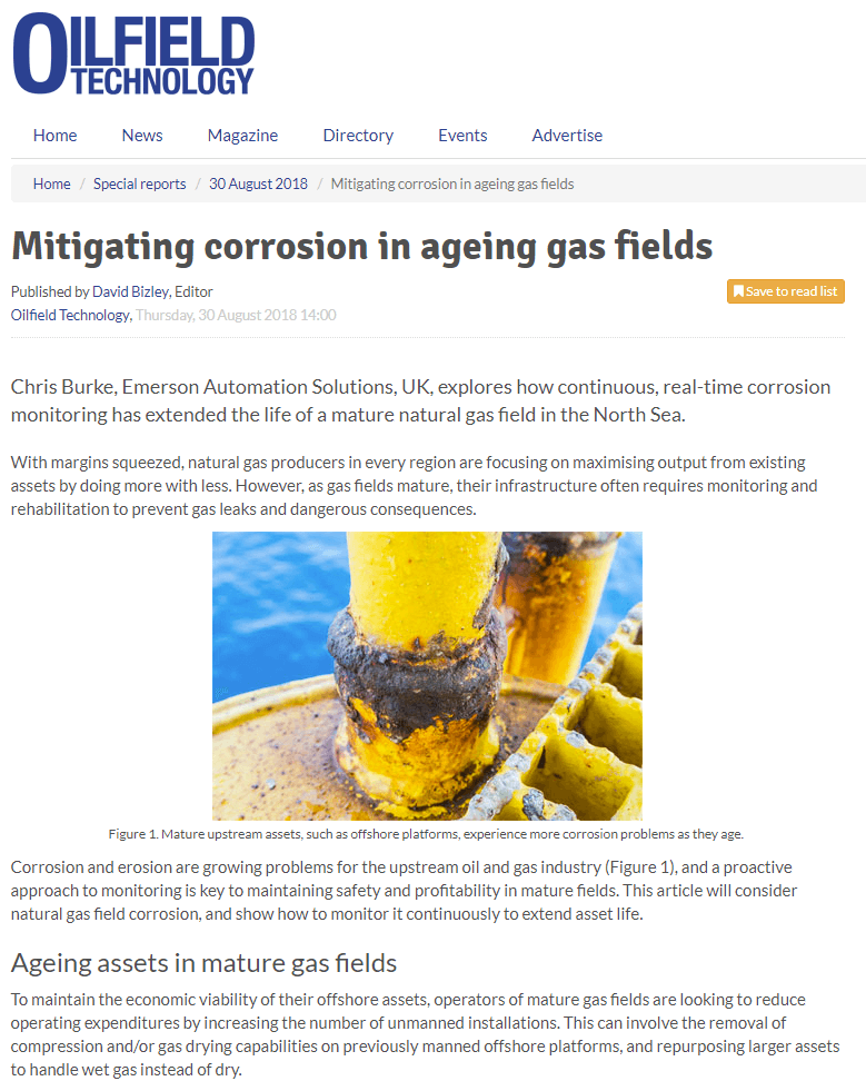 Oilfield Technology: Mitigating corrosion in ageing gas fields