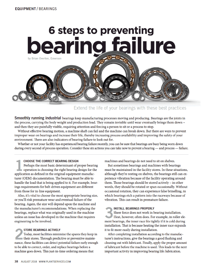 Plant Services: 6 steps to preventing bearing failure