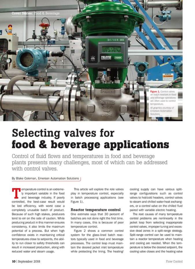 Flow Control: Selecting Valves for Food and Beverage Applications