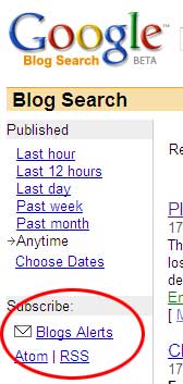 Subscribing to Google Blog Search