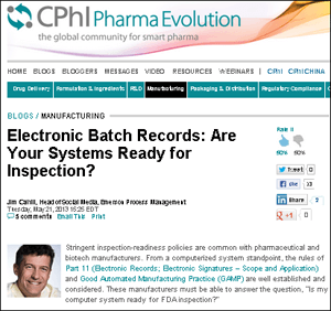 Electronic Batch Records: Are Your Systems Ready for Inspection?