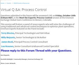 Your Opportunity to Ask those Tough Process Control Questions
