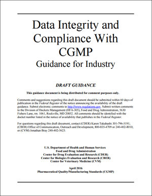 FDA - Data Integrity and Compliance With CGMP
