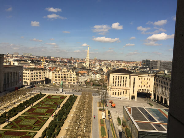 View from the top floor of the conference center looking out toward Brussels' Grand Place