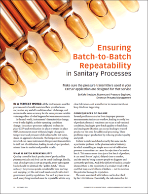 Ensuring Batch-to-Batch Repeatability in Sanitary Processes