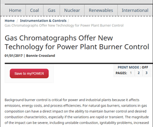 Improving Burner Control with Gas Chromatographs