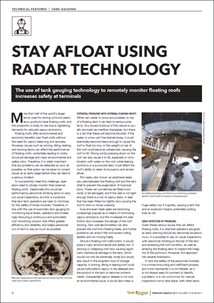 Tank Storage magazine: Stay Afloat Using Radar Technology