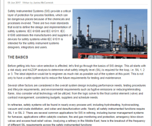 Safety Instrumented Function Valve Selection