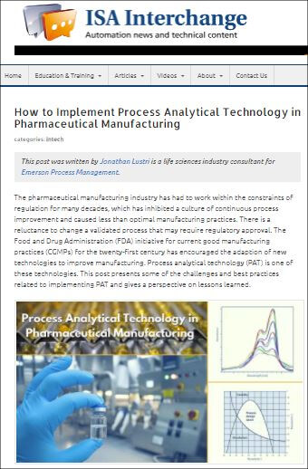 ISA Intech: How to Implement Process Analytical Technology in Pharmaceutical Manufacturing