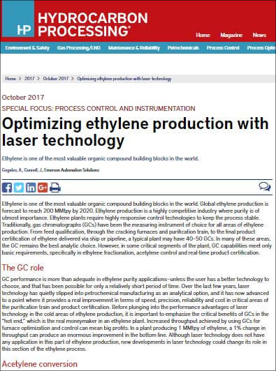 Hydrocarbon Processing: Optimizing ethylene production with laser technology