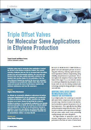 Industria Química: Triple Offset Valves for Molecular Sieve Applications in Ethylene Production