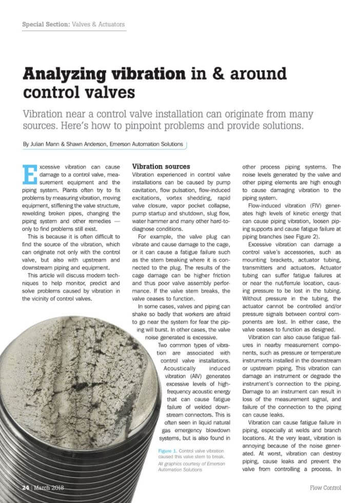 Flow Control: Analyzing Vibration in and Around Control Valves