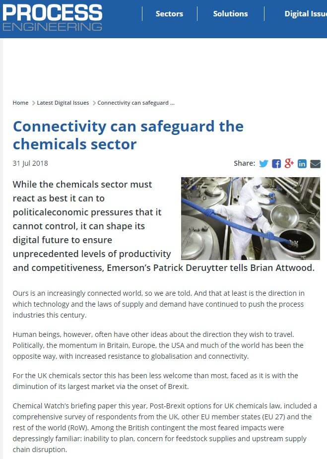 Process Engineering: Connectivity can safeguard the chemicals sector