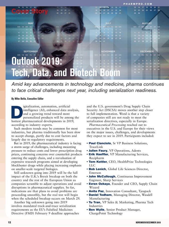 Pharmaceutical Processing: Outlook 2019: Tech, Data, and Biotech Boom