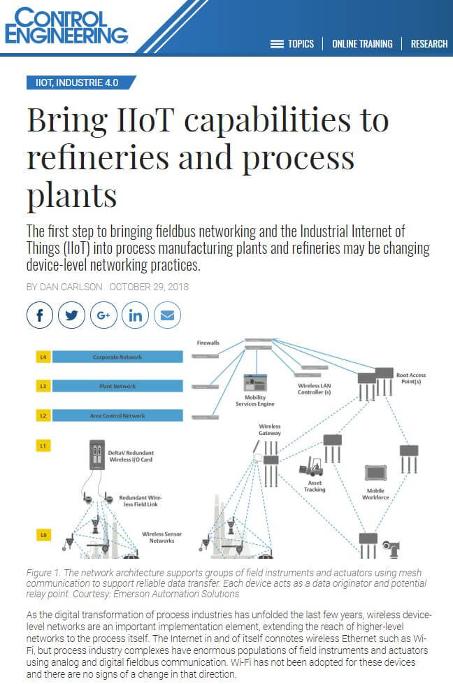 Control Engineering: Bring IIoT capabilities to refineries and process plants