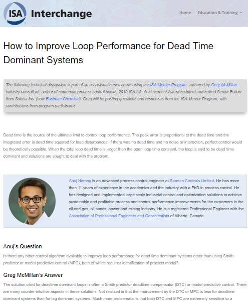 ISA Interchange: How to Improve Loop Performance for Dead Time Dominant Systems