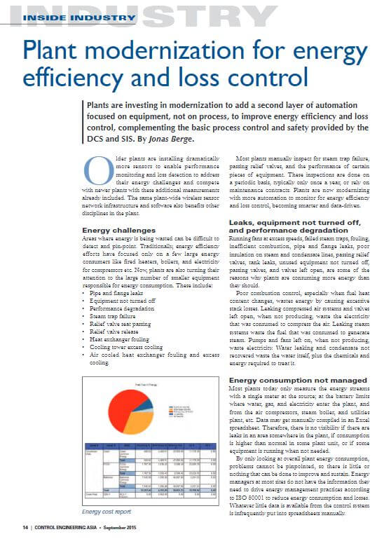 Control Engineering Asia: plant modernization for energy efficiency and loss control