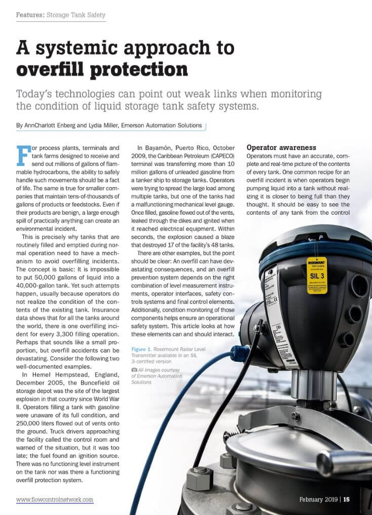 Flow Control Magazine: A Systemic Approach to Storage Tank Overfill Protection