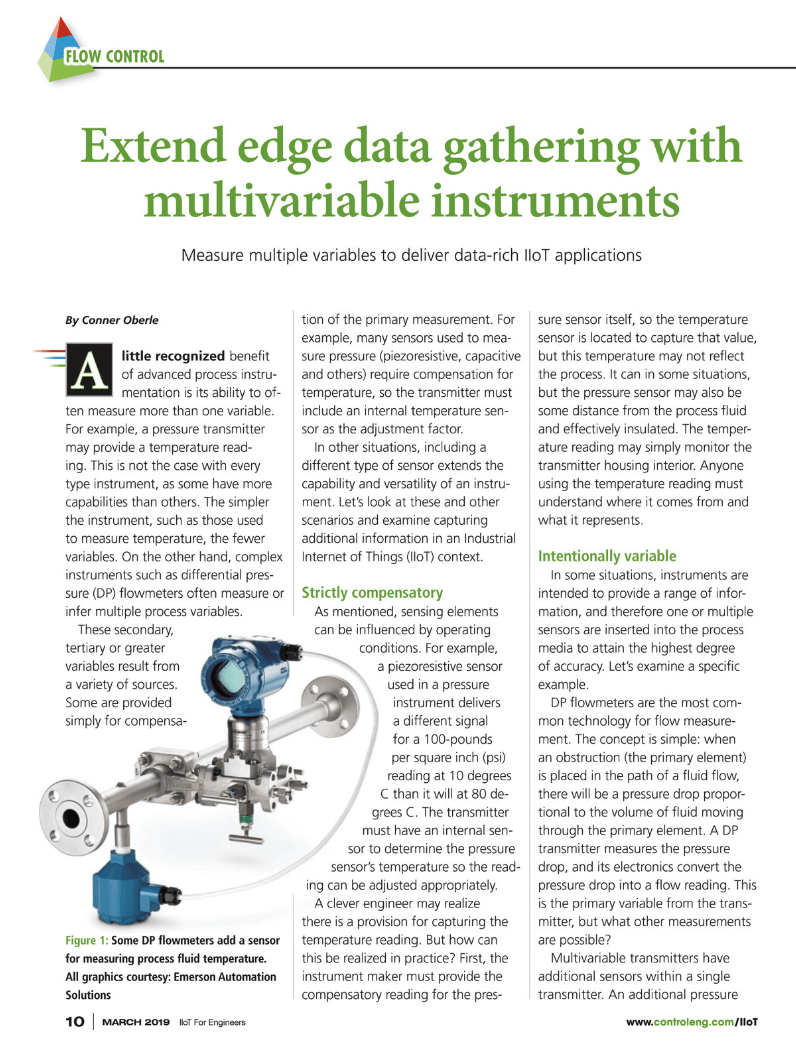 Control Engineering IIoT for Engineers supplement: Extend edge data gathering with multivariable instruments