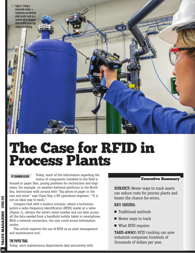 Valve magazine: The Case for RFID in Process Plants