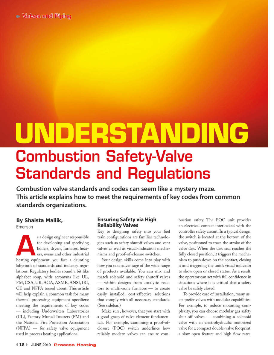 Process Heating: Understanding Combustion Safety-Valve Standards and Regulations