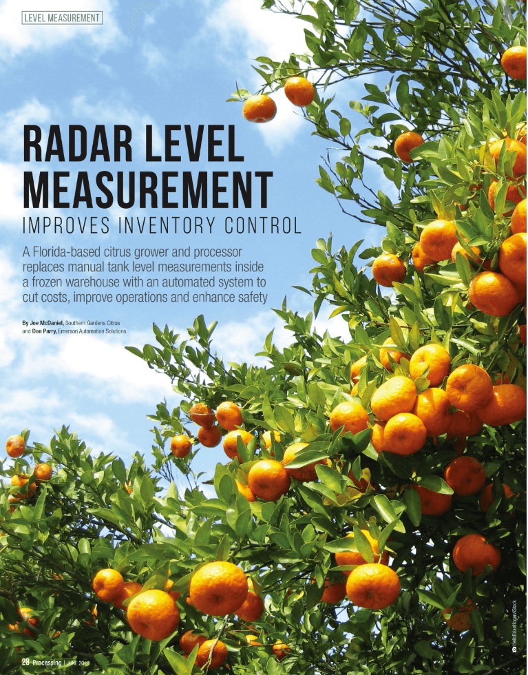 Processing: Radar Level Measurement Improves Inventory Control for Citrus Processor