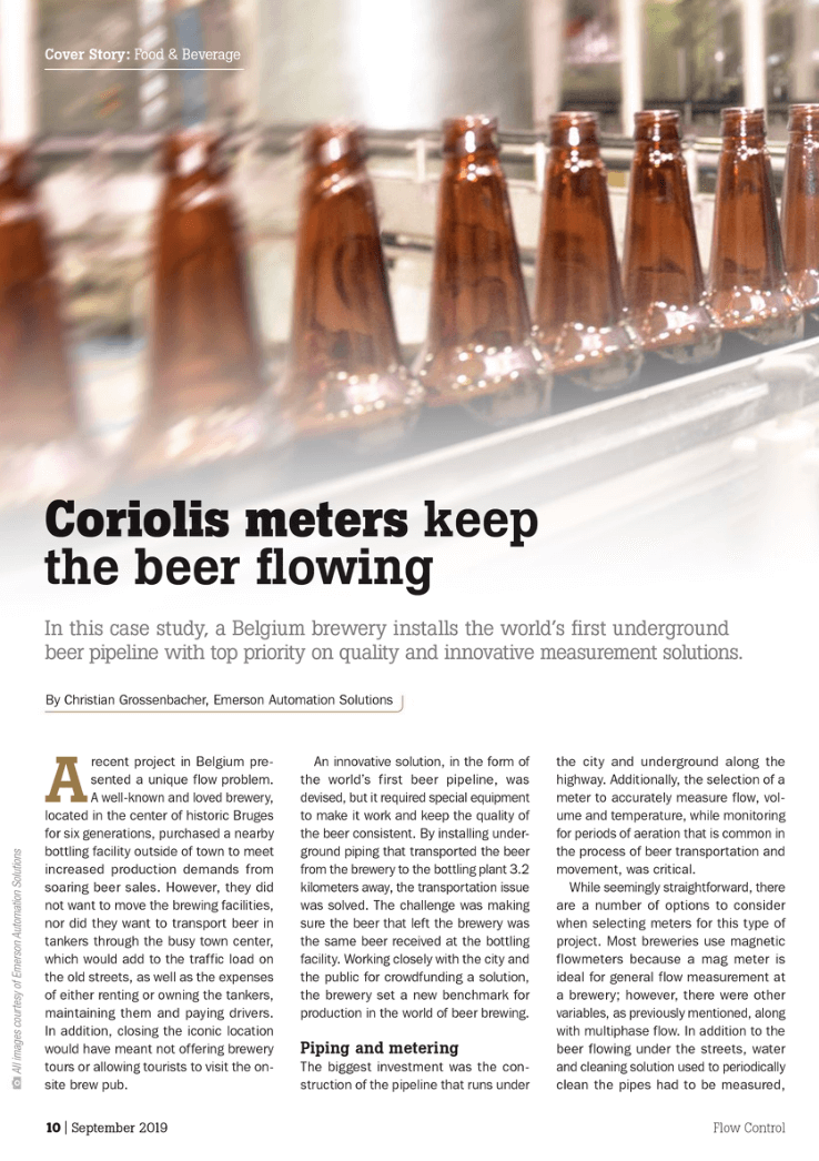 Flow Control: Coriolis Meters Keep the Beer Flowing