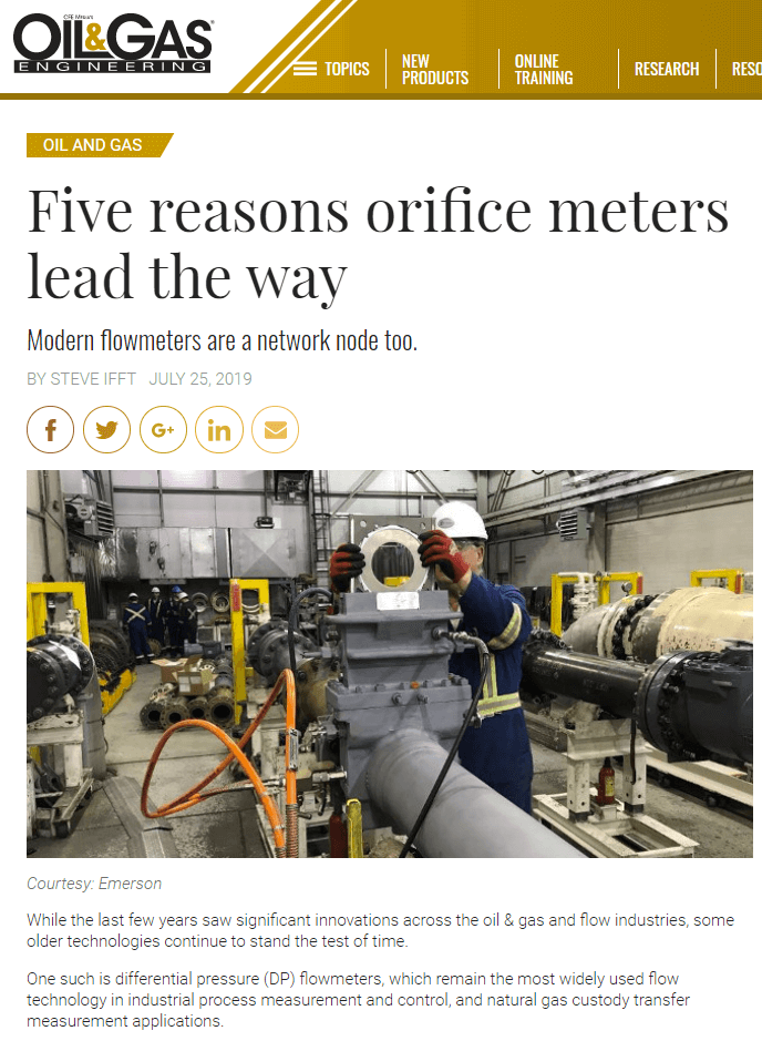 Oil & Gas Engineering: Five reasons orifice meters lead the way