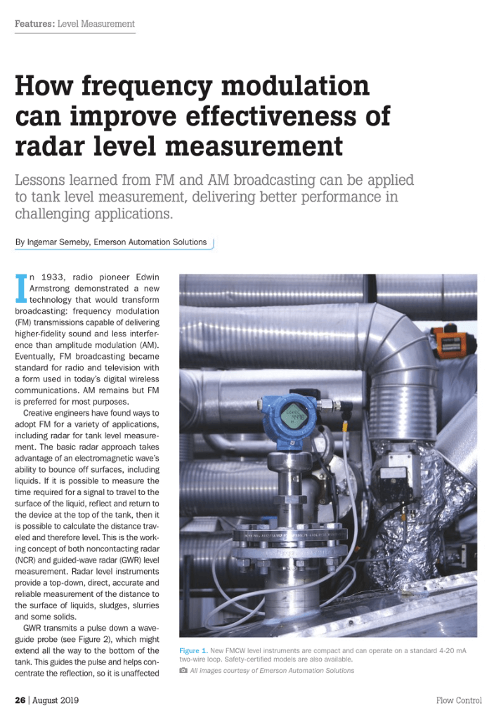 Flow Control: How frequency modulation can improve effectiveness of radar level measurement