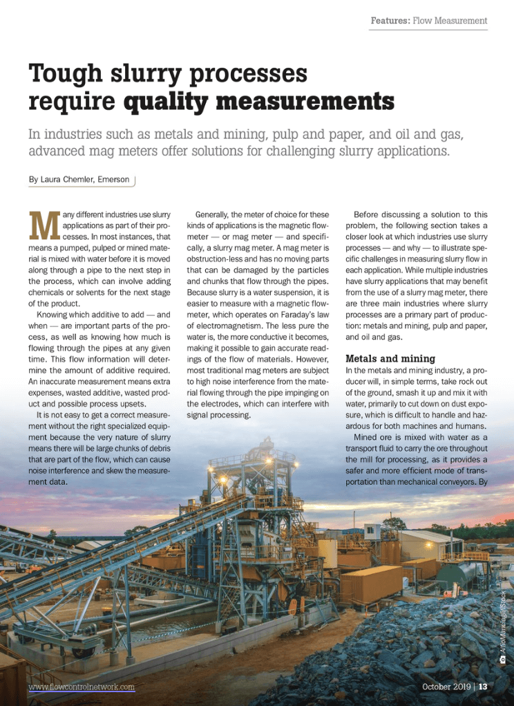 Flow Control: Tough slurry processes require quality measurements