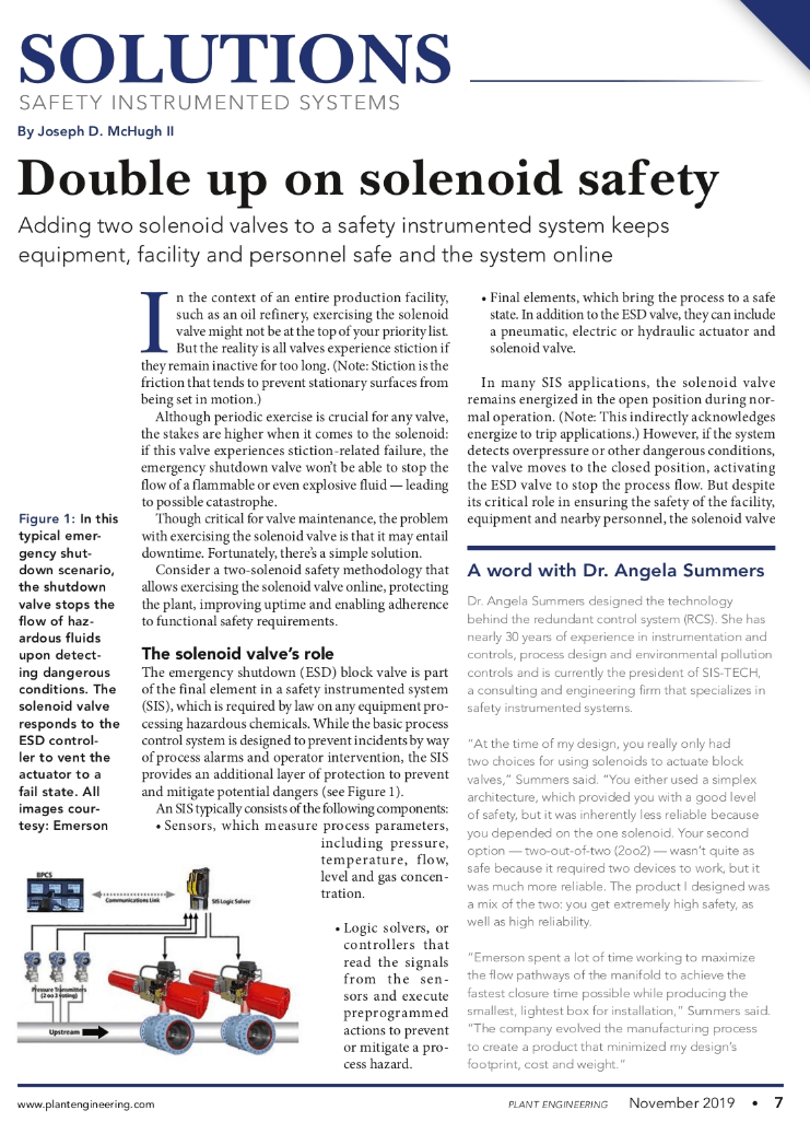 Plant Engineering: Double up on solenoid safety
