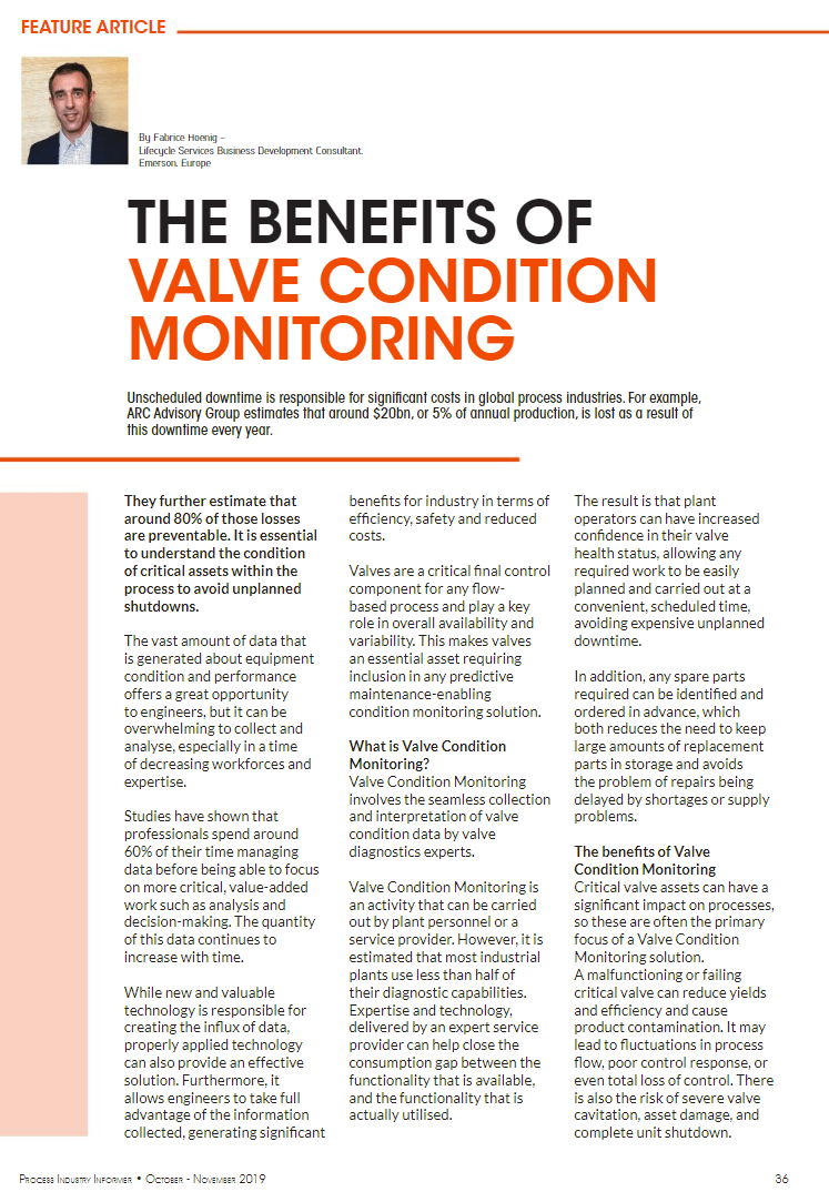 Process Industry Informer: The Benefits of Valve Condition Monitoring