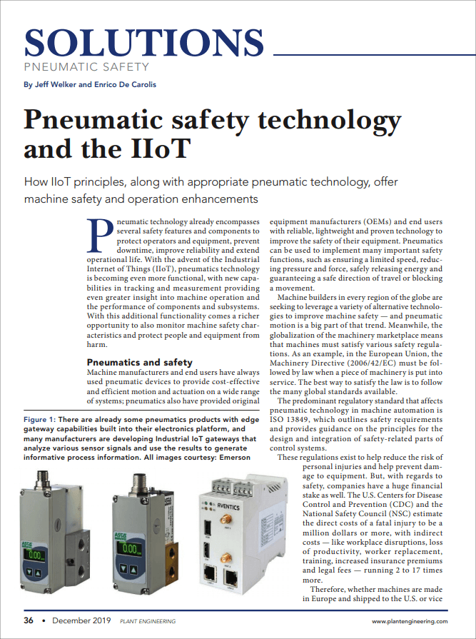 Plant Engineering: Pneumatic safety technology and the IIoT