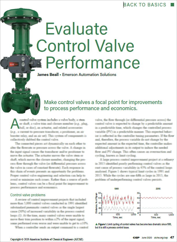 AIChE's CEP: Evaluate Control Valve Performance