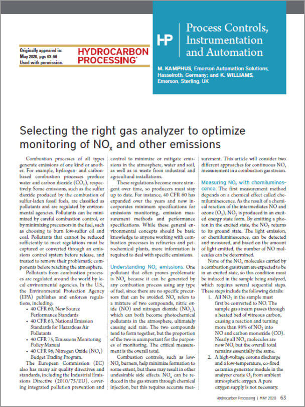 choosing the right gas analyzer for NOx emissions monitoring