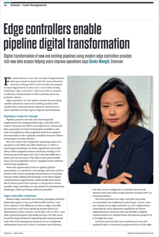 Pipeline Oil & Gas News article: Edge controllers enable pipeline digital transformation