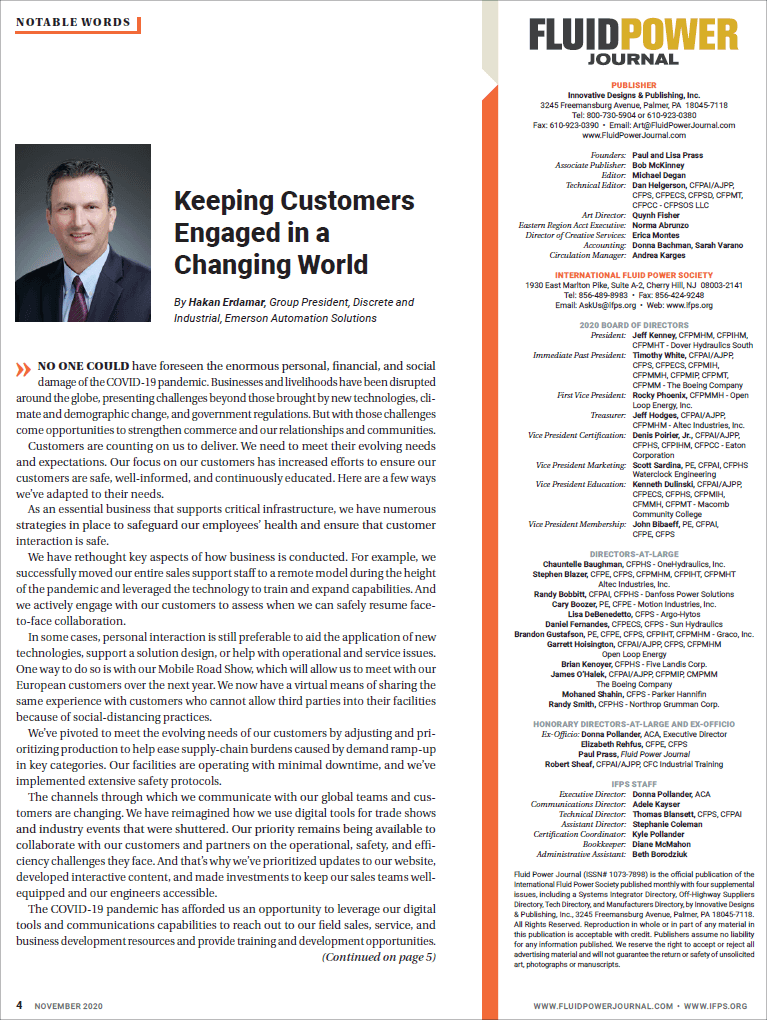 Fluid Power Journal: Keeping Customers Engaged in a Changing World