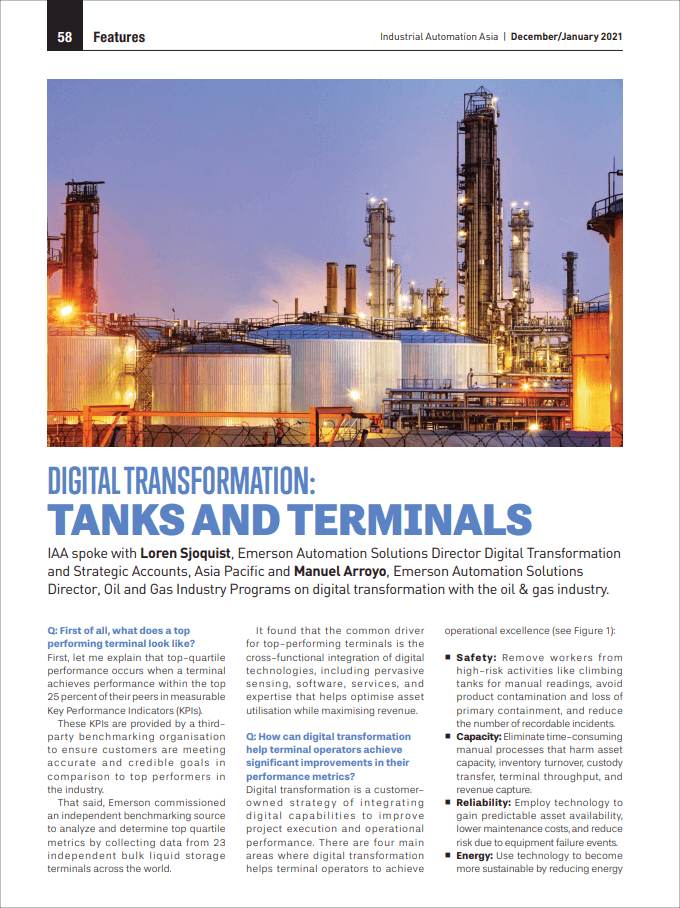 Industrial Automation Asia: Digital Transformation: Tanks and Terminals