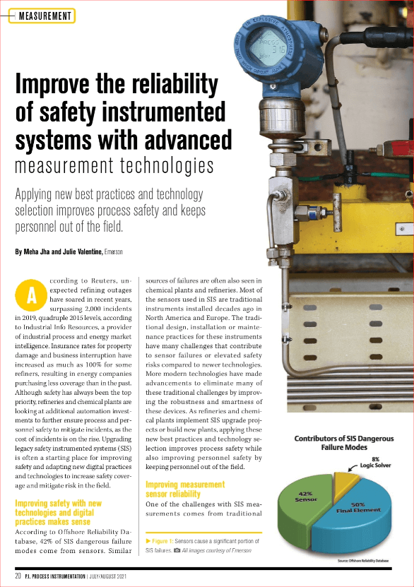 Process Engineering: Improve the reliability of safety instrumented systems with advanced measurement technologies