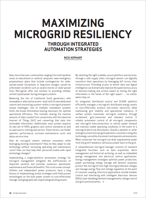 Electric Energy Online (EET&D): Maximizing Microgrid Resilience Through Integrated Automation Strategies