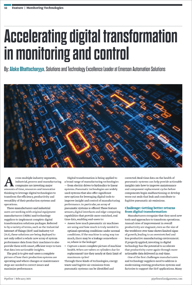Pipeline magazine: Accelerating digital transformation in monitoring and control