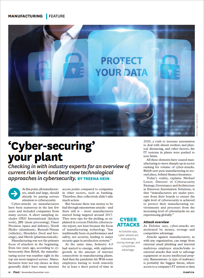 Plant magazine: ‘Cyber-securing’ your plant
