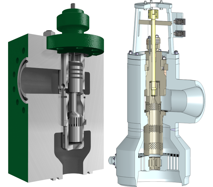 Fisher DST-G dirty service trim (left) and Sempell turbine bypass valve (right)