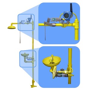 Wireless safety shower & eyewash station monitoring