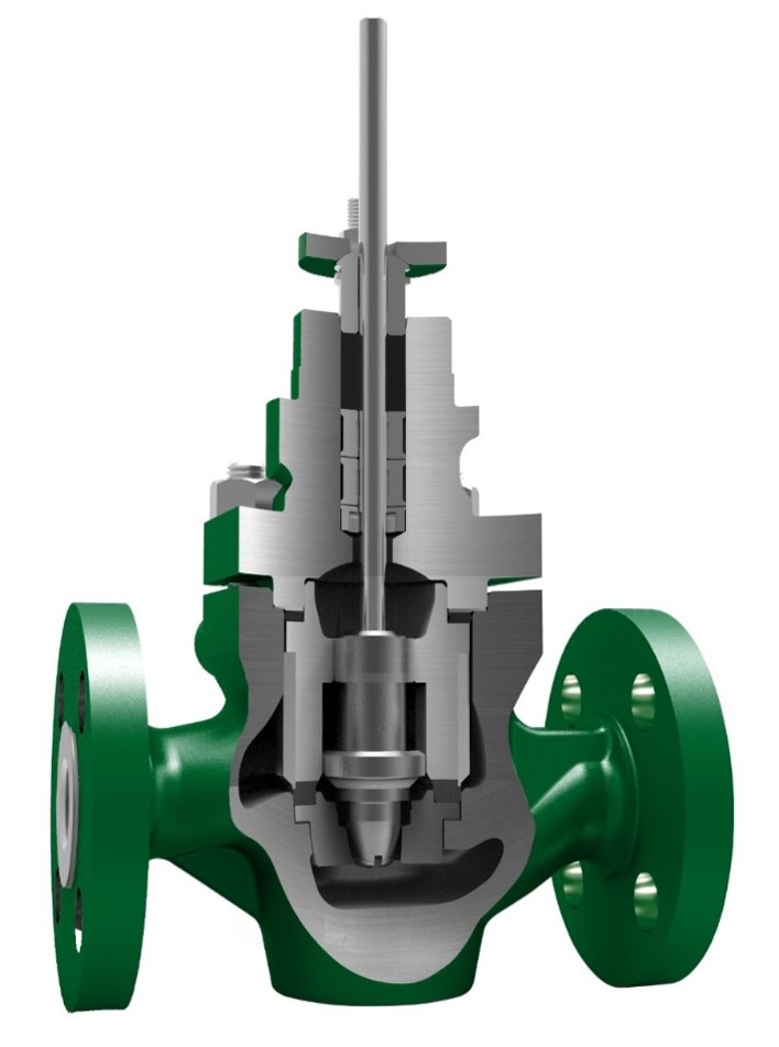 An unbalanced plug with tight shutoff is often employed in hydrogen quench valve service where product sticking/build up might occur. Material selection should account for the hydrogen service and possible corrosive attack from the reactor products.