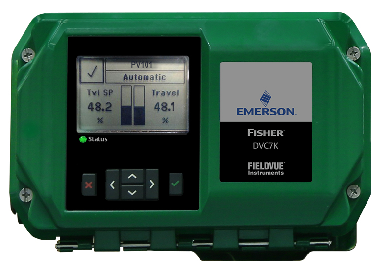 The latest generation of digital valve controllers (Fisher™ FIELDVUE™ DVC7K shown) features a fully functional display, providing access to device information, diagnostics, and configuration in multiple languages