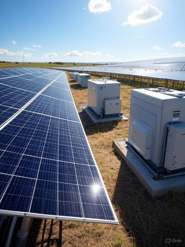 Solar energy farm with inverters